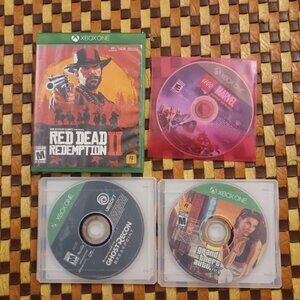 4 xbox One Games -Red Dead Redemption 2, GTA V, Ghost Recon, Lego Marvel